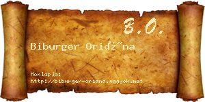 Biburger Oriána névjegykártya